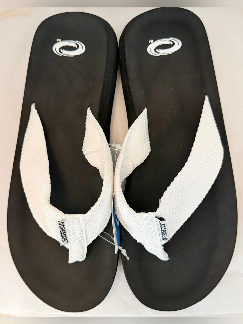 O’Rageous Women’s Black & White Woven Flip Flops Sandals Size 9 NWT